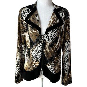 BELLISSIMA Bold Animal Print Sequin Jacket - Statement Piece - Size 10